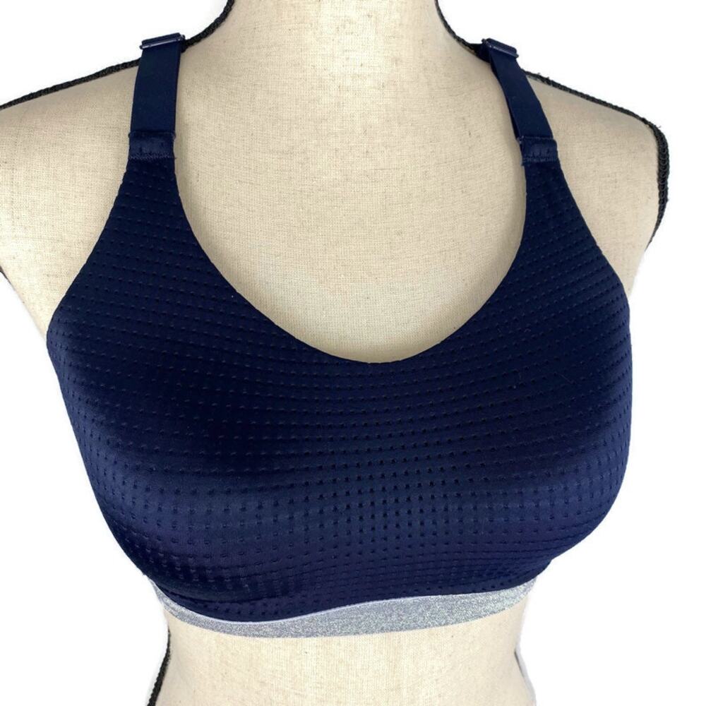 Victorias Secret Sport Sports Bra Mesh Navy Blue Silver Lightweight Womens 32D